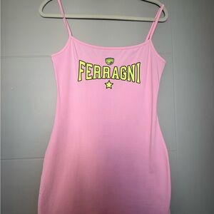 Chiara Ferragni Pink dress with yellow logo